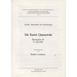 Die Kartei Quassowski - Buchstabe Be-Br (Seiten 185-624) (Download)
