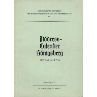 Adress-Calender Königsberg auf das Jahr 1733 (Download)
