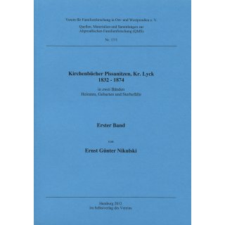 Kirchenb&uuml;cher Pissanitzen Kr. Lyck, 1832-1874, Band 1 + 2 (Download)