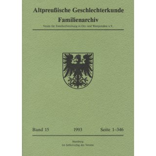 APG-Familienarchiv, Band 15 (1992) (Antiquariat)