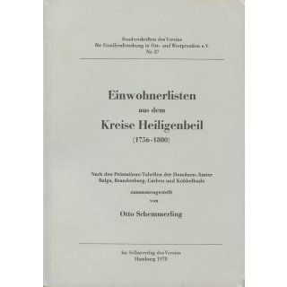 Einwohnerlisten aus dem Kreis Heiligenbeil. Teil 2: 1756-1800. (Antiquariat)