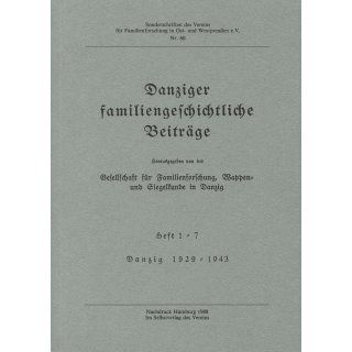 Danziger familiengeschichtliche Beitr&auml;ge 1929-1943. (Antiquariat)