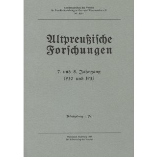 Altpreußische Forschungen. Band  4: 1930 und 1931 (Buch)