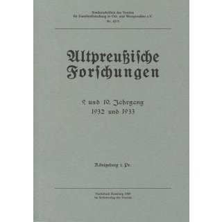 Altpreußische Forschungen. Band  5: 1932 und 1933 (Buch)