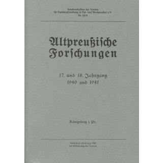 Altpreußische Forschungen. Band  9: 1940 und 1941