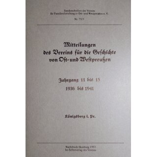Mitteilungen des Vereins für die Geschichte von Ost- und Westpreußen. Band 3: 1936-1941 (Antiquariat)