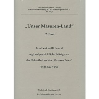 Unser Masuren-Land 2. Band – Beiträge aus der Heimatbeilage des "Masuren Boten" 1936-1939 (Download)