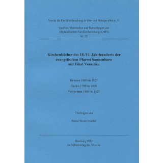 Kirchenbücher des 18./19. Jahrhunderts der ev. Pfarrei Sonnenborn mit Filial Venedien. (Buch)