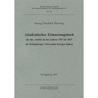 Akademisches Erinnerungsbuch Universit&auml;t K&ouml;nigsberg 1787 bis 1817