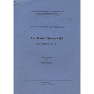 Die Kartei Quassowski - Buchstabe U-Z (Buch)