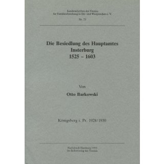 Besiedlung des Hauptamtes Insterburg 1525-1603 (Buch)
