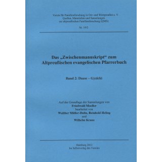 "Zwischenmanuskript" Altpreußisches evangelisches Pfarrerbuch, Band 2: Daase-Gyzicki