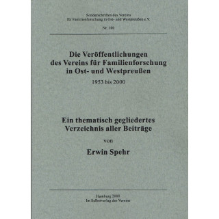 Gesamtverzeichnis Veröffentlichungen des Vereins für Familienforschung in Ost- und Westpreußen 1953-2000 (Buch)