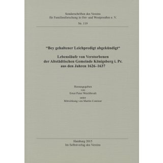 Lebensläufe von Verstorbenen der Altstädtischen Gemeinde Königsberg i. Pr. 1626-1637.  (Buch)